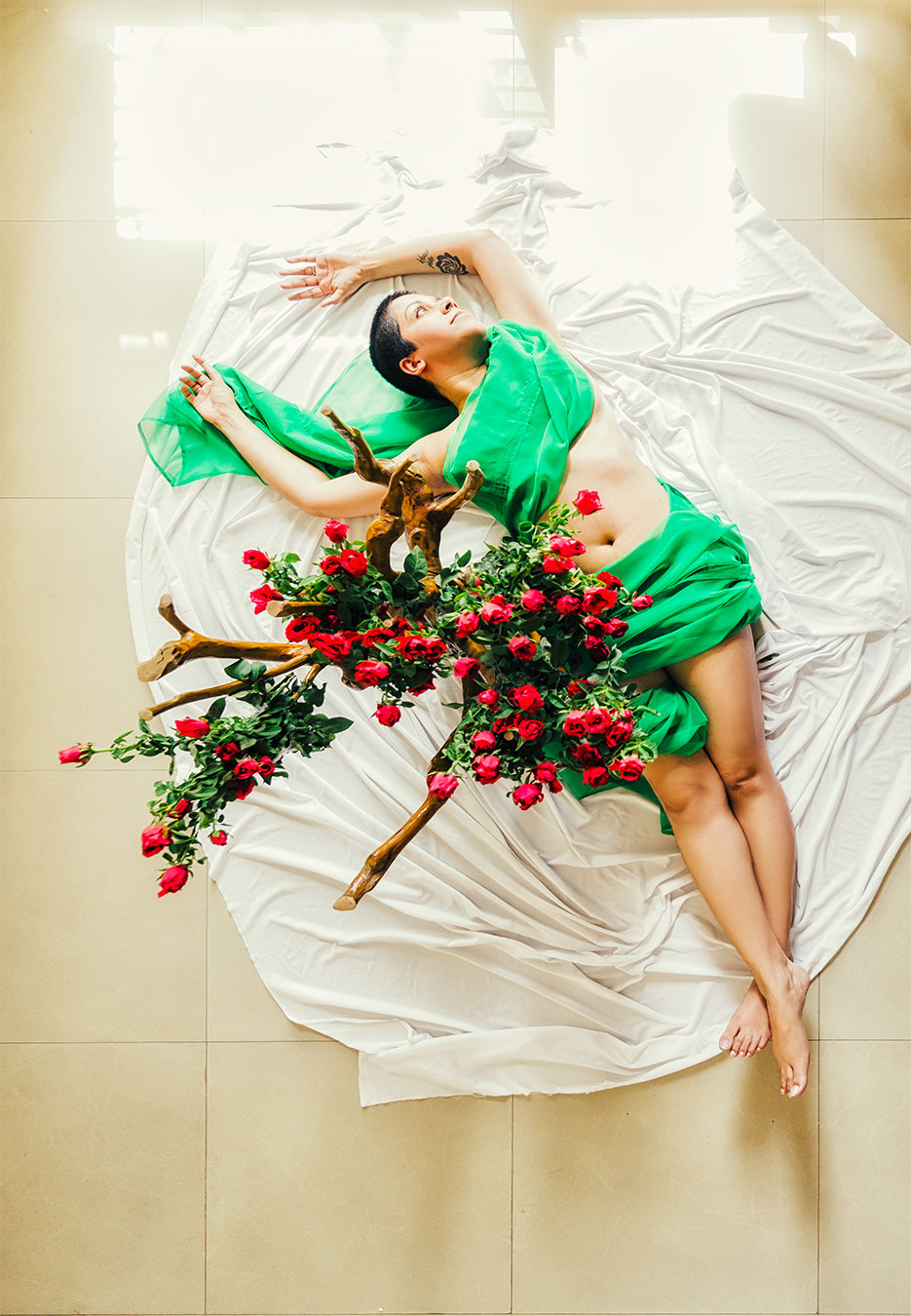 Roses and a self portrait. Flowers & portraiture photography by professional Indian lifestyle photographer Naina Redhu of Naina.co