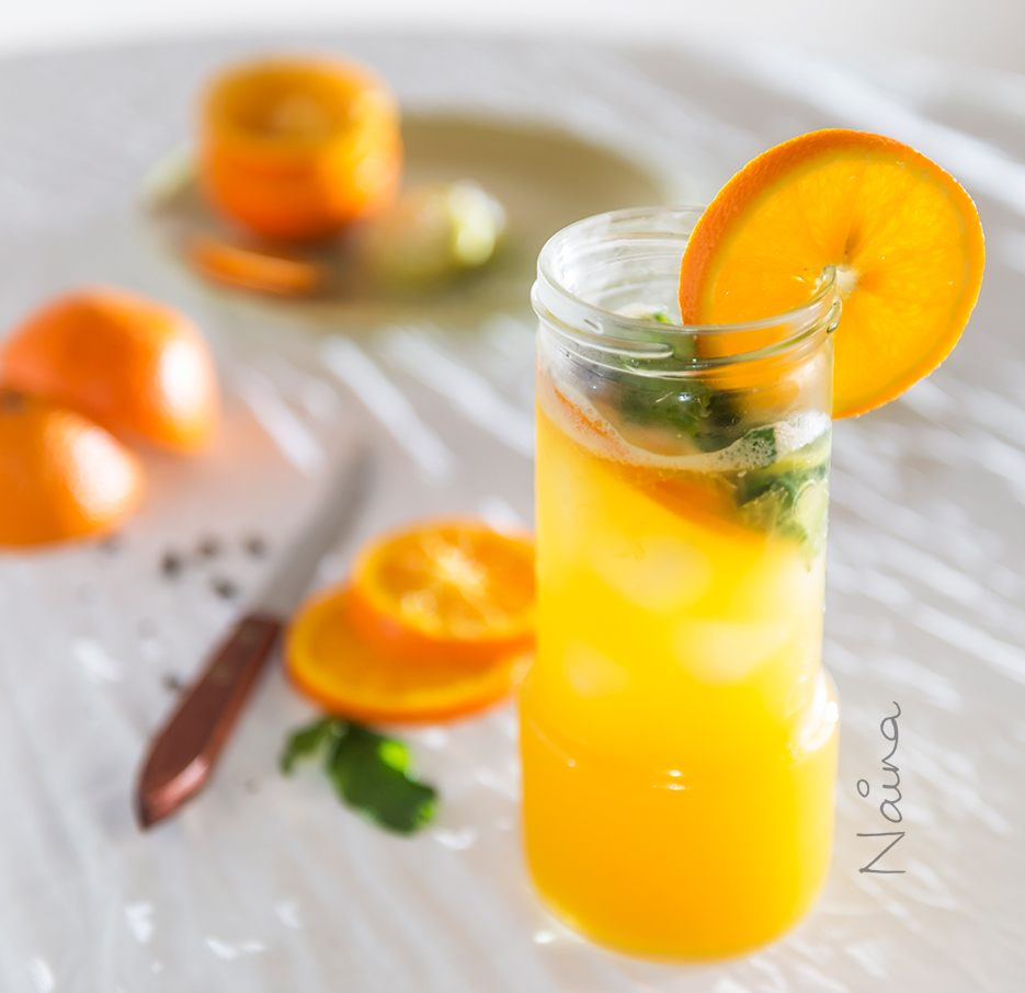 Cold drink : Orange and lemon beverage. Food photography. Photography by professional Indian lifestyle photographer Naina Redhu of Naina.co