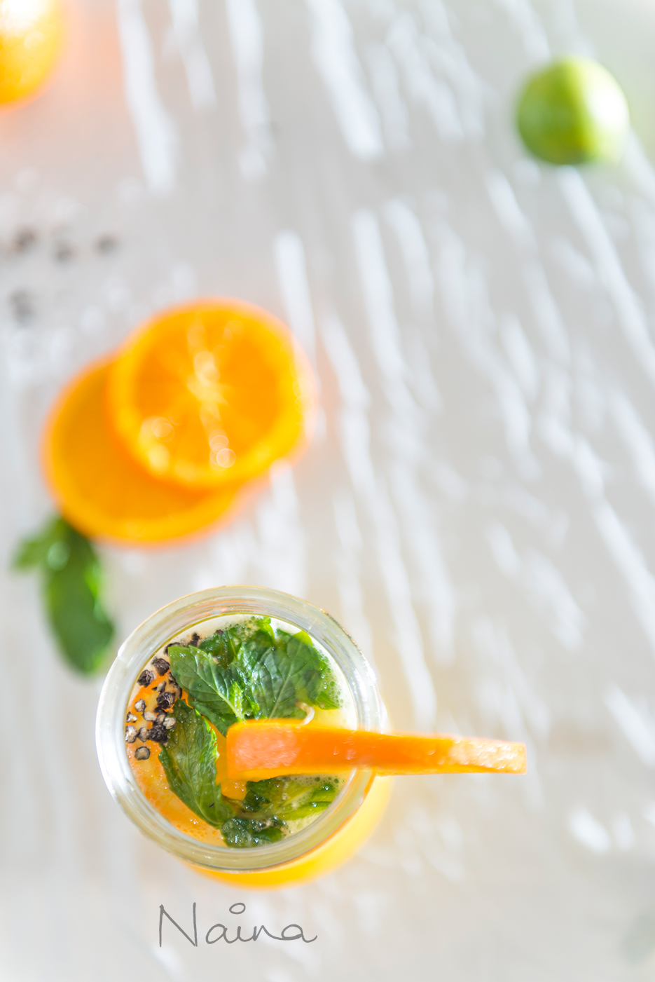 Cold drink : Orange and lemon beverage. Food photography. Photography by professional Indian lifestyle photographer Naina Redhu of Naina.co