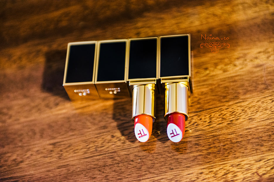 Tom Ford Lipsticks, Wild Ginger, Scarlet Rouge. Cosmetics photographed by Lifestyle Photographer Naina Redhu of Naina.co