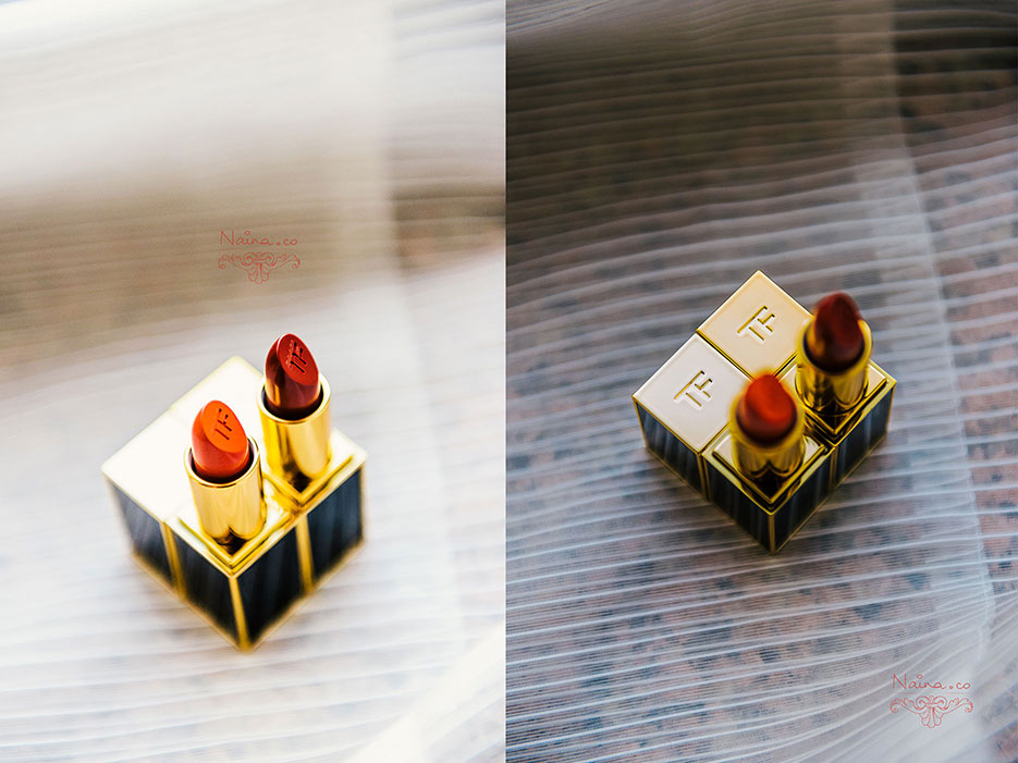 Tom Ford Lipsticks, Wild Ginger, Scarlet Rouge. Cosmetics photographed by Lifestyle Photographer Naina Redhu of Naina.co