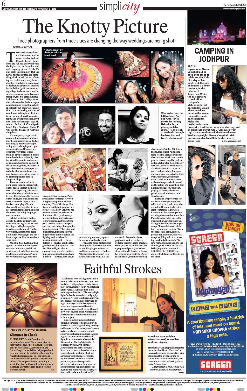 The Knotty Picture by Jaskiran Kapoor. Indian Express Chandigarh Newsline : Indian wedding photographer Naina Redhu