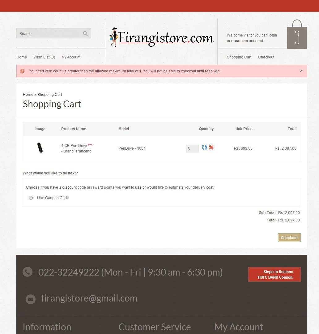 HDFC FirangiStore MobileBanking Gift Voucher