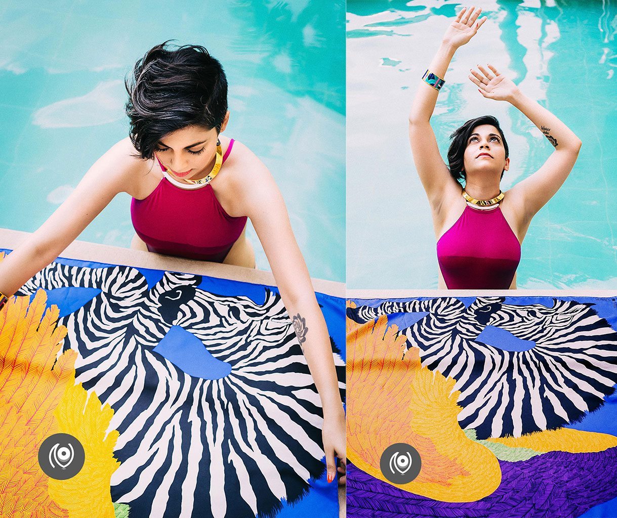 #CoverUp 40, Hermes Swimwear, Poolside Blue Brilliance, #EyesForLuxury, Naina.co Luxury & Lifestyle, Photographer Storyteller, Blogger. 