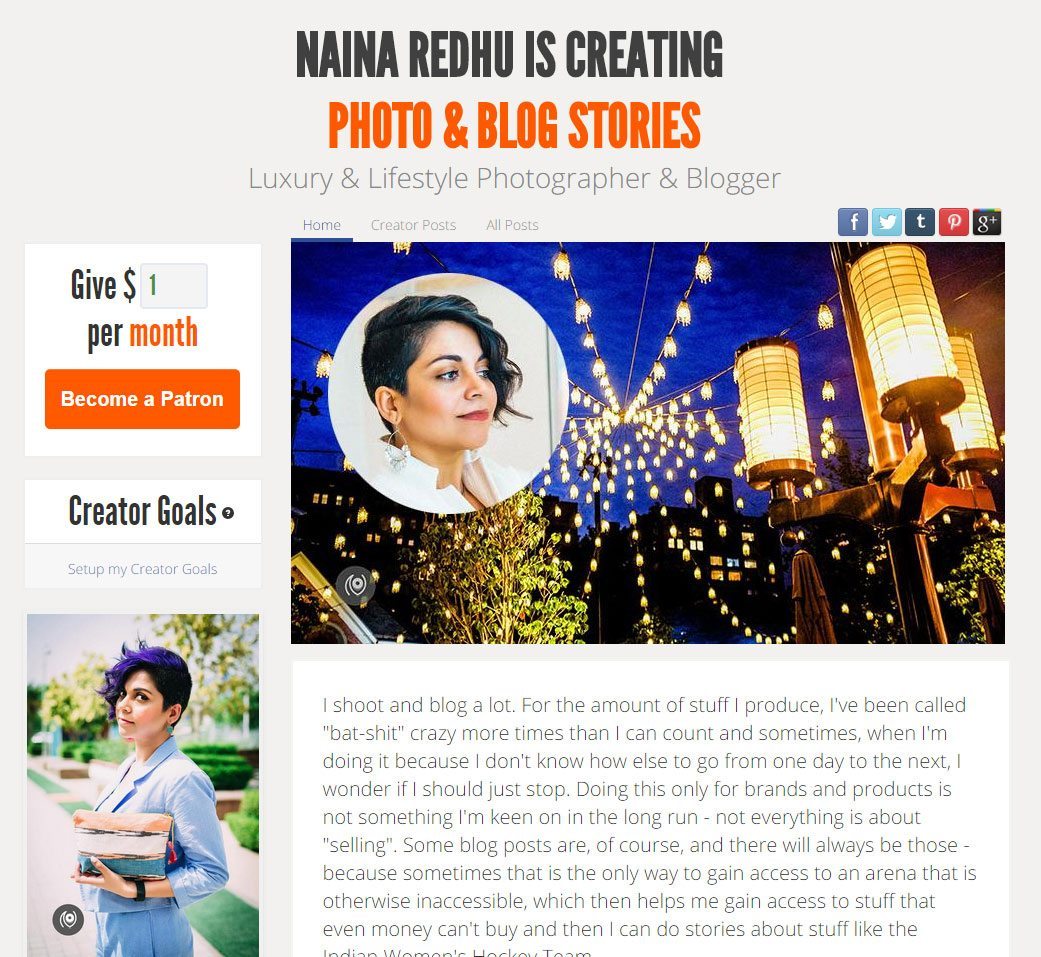 Crowd-funding on Patreon, Become a Patron, Naina.co Luxury & Lifestyle, Photographer Storyteller, Blogger