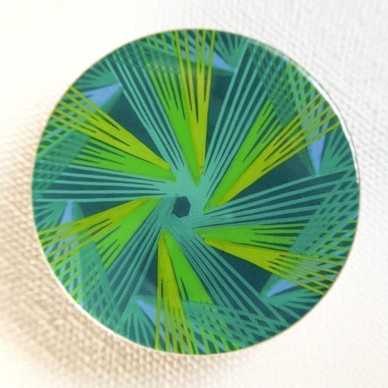 Aurora, Aurora Borealis Brooch, 2 Inches Diameter, line art, line work, northern lights, Naina.co, Naina Redhu, KhaosPhilos, colorful, wearable art brooch, wooden brooch, wear a painting, wearapainting, wearableart, wear art, art i can wear, art you can wear, acrylic painting, hand painted, indian artist, indian female artist, contemporary art, modern artist, indian contemporary art, indian contemporary artist, contemporary art india, impressionism in india