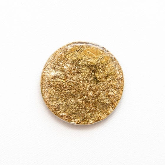 Gold Guild, gold foil, gold, 2.5 Inches Diameter, Naina.co, Naina Redhu, KhaosPhilos, colorful, wearable art brooch, wooden brooch, wear a painting, wearapainting, wearableart, wear art, art i can wear, art you can wear, acrylic painting, hand painted, indian artist, indian female artist, contemporary art, modern artist, indian contemporary art, indian contemporary artist, contemporary art india