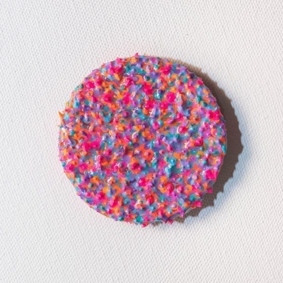 Coral Floor, Coral, Pink, Magenta, Ocean, Impressionism, Impressionist, Naina.co, Naina Redhu, KhaosPhilos, colorful, flower garden, 2.5 inch brooch, wearable art brooch, contemporary art brooch,  wooden brooch, wear a painting, wearapainting, wearableart, wear art, art i can wear, art you can wear, acrylic painting, hand painted, indian artist, indian female artist, contemporary art, modern artist, indian contemporary art, indian contemporary artist, contemporary art india, impressionism in india, flowers, garden, coral reef