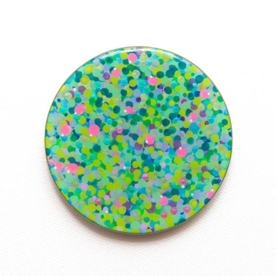 lotus pond, lotus, lilies, water lilies, monet, impressionism, dots, daubs, impressionist, 3 Inches Diameter, Naina.co, Naina Redhu, KhaosPhilos, colorful, wearable art brooch, wooden brooch, wear a painting, wearapainting, wearableart, wear art, art i can wear, art you can wear, acrylic painting, hand painted, indian artist, indian female artist, contemporary art, modern artist, indian contemporary art, indian contemporary artist, contemporary art india