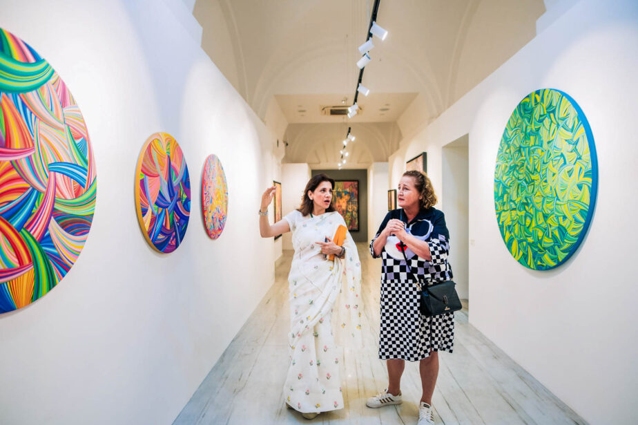 naina.co, naina redhu, artist, the art qurious, TAQ, art gallery, gallery show, group show, geometric abstraction, circular canvas, khaosphilos, Adelaide, south Australia, india, acrylics on canvas, original art, contemporary art, colorful art, Travancore palace, new delhi