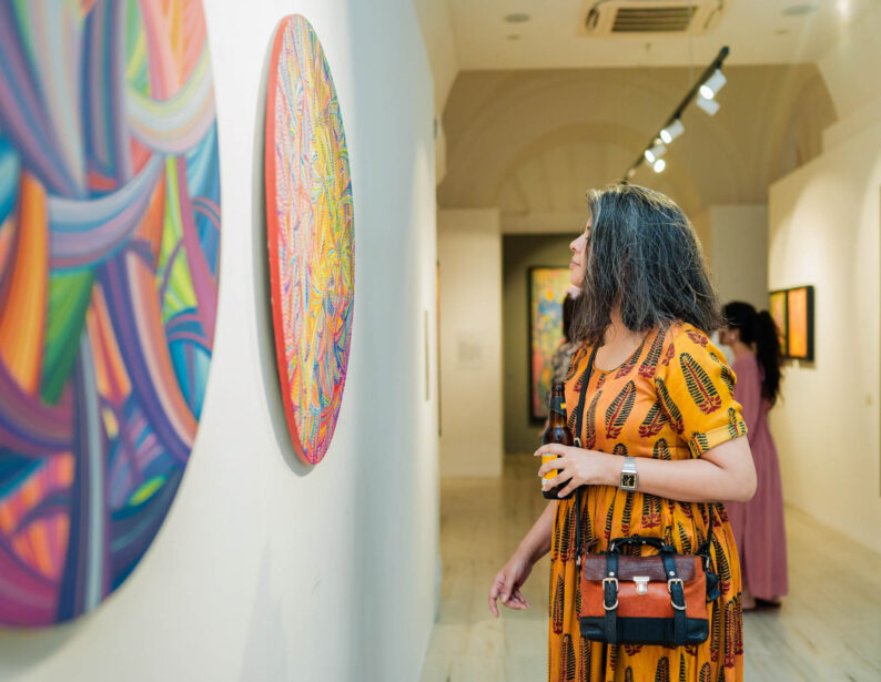 naina.co, naina redhu, artist, the art qurious, TAQ, art gallery, gallery show, group show, geometric abstraction, circular canvas, khaosphilos, Adelaide, south Australia, india, acrylics on canvas, original art, contemporary art, colorful art, Travancore palace, new delhi