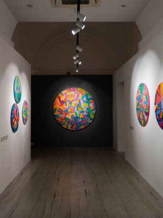 naina.co, naina redhu, artist, the art qurious, TAQ, art gallery, gallery show, group show, geometric abstraction, circular canvas, khaosphilos, Adelaide, south Australia, india, acrylics on canvas, original art, contemporary art, colorful art, Travancore palace, new delhi