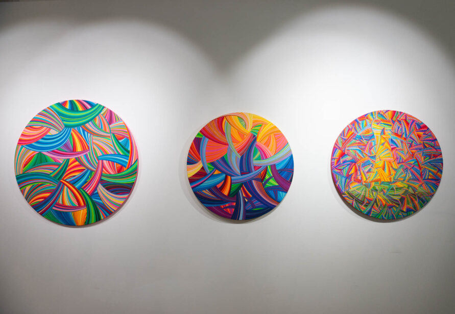 naina.co, naina redhu, artist, the art qurious, TAQ, art gallery, gallery show, group show, geometric abstraction, circular canvas, khaosphilos, Adelaide, south Australia, india, acrylics on canvas, original art, contemporary art, colorful art, Travancore palace, new delhi