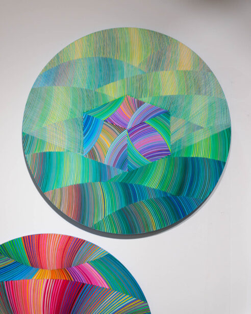 naina.co, naina redhu, artist, the art qurious, TAQ, art gallery, gallery show, group show, geometric abstraction, circular canvas, khaosphilos, Adelaide, south Australia, india, acrylics on canvas, original art, contemporary art, colorful art, Travancore palace, new delhi