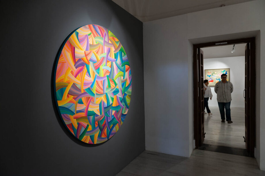 naina.co, naina redhu, artist, the art qurious, TAQ, art gallery, gallery show, group show, geometric abstraction, circular canvas, khaosphilos, Adelaide, south Australia, india, acrylics on canvas, original art, contemporary art, colorful art, Travancore palace, new delhi