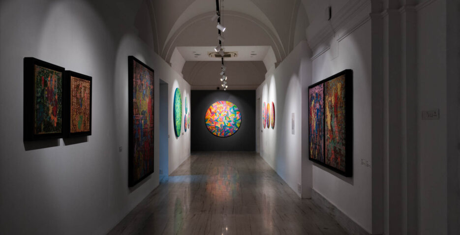 naina.co, naina redhu, artist, the art qurious, TAQ, art gallery, gallery show, group show, geometric abstraction, circular canvas, khaosphilos, Adelaide, south Australia, india, acrylics on canvas, original art, contemporary art, colorful art, Travancore palace, new delhi