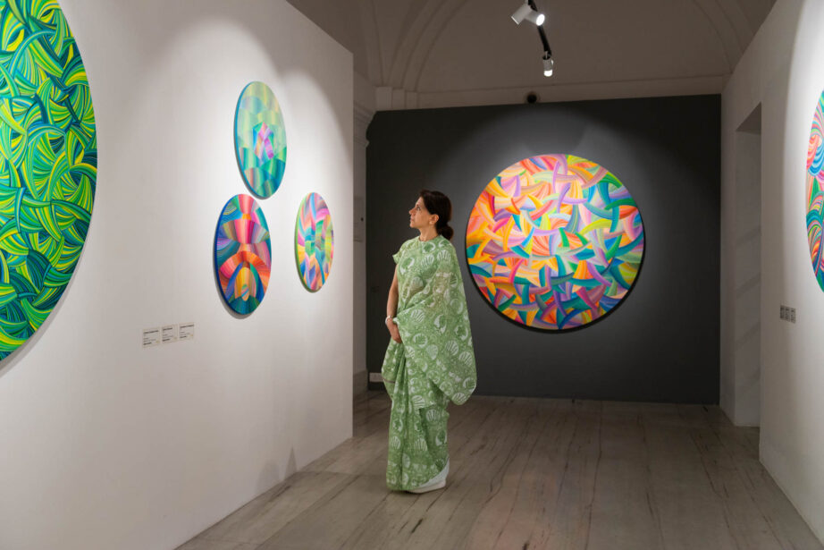 naina.co, naina redhu, artist, the art qurious, TAQ, art gallery, gallery show, group show, geometric abstraction, circular canvas, khaosphilos, Adelaide, south Australia, india, acrylics on canvas, original art, contemporary art, colorful art, Travancore palace, new delhi