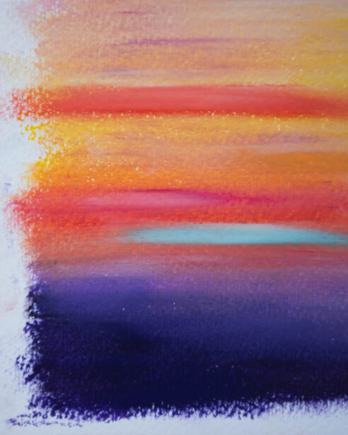 Adelaide sky painting, Adelaide artist, Australian artist, oil pastels, watercolour paper, sennelier, Australian sky art, oil painting, Adelaide photographer, naina.co, naina Redhu, landscape painter, abstract artist, khaosphilos, oil on paper, sky abstract