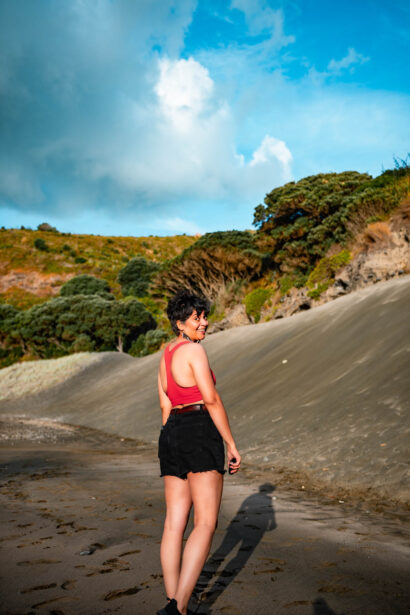 naina redhu, naina.co, new zealand, auckland, piha beach, black sand, tourism, travel photographer, ocean, self portraits, writer, blogger, experience collector, Adelaide photographer, sunset, waves, the gap
