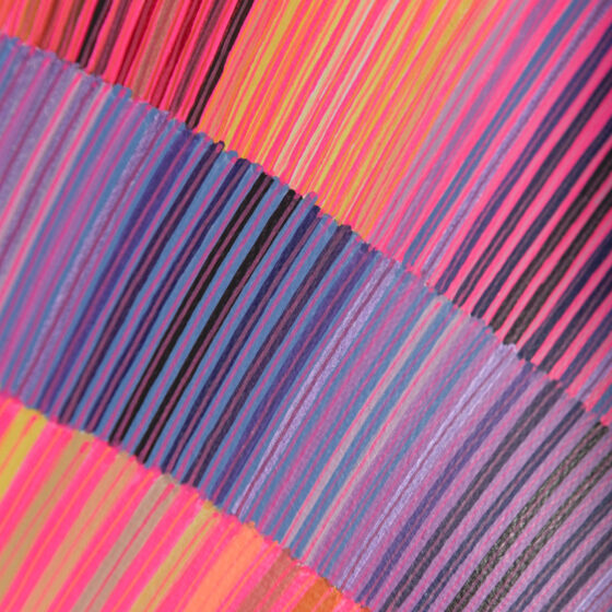 naina Redhu, naina.co, contemporary art, professional artist, round canvas, acrylics on canvas, synthetic polymer on canvas, original painting, Adelaide artist, Australia, Australian, we ride at dawn, 90 cms diameter, khaosphilos, art by naina, signature style, 2025, aurora australis, pink, orange, sunrise, Adelaide painter, contemporary artist