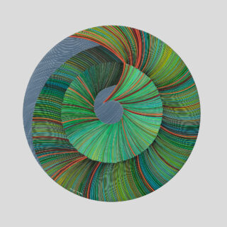 Naina Redhu, naina.co, contemporary art, abstract art, tondo, professional artist, round canvas, acrylics on canvas, synthetic polymer on canvas, original painting, Adelaide artist, Australia, Australian, Bite-Me, 16 inches diameter, khaosphilos, art by naina, signature style, 2025, ouroboros, cyclical, green, snake, awakening, waking up, transformation, Adelaide painter, contemporary artist