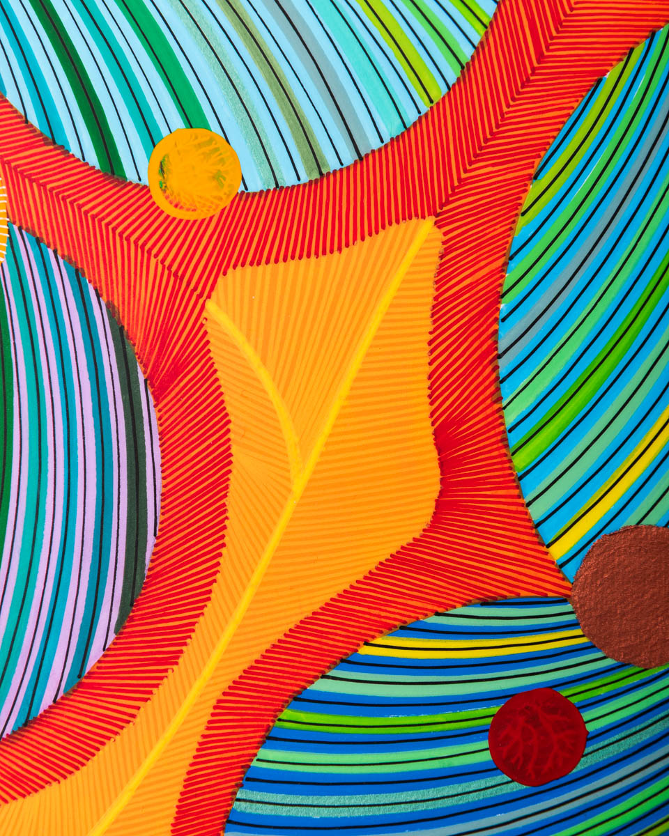 Naina Redhu, naina.co, contemporary art, abstract art, tondo, professional artist, round canvas, acrylics on canvas, synthetic polymer on canvas, original painting, Adelaide artist, Australia, Australian, Marriage, 90 cms diameter, khaosphilos, art by naina, signature style, 2025, coming together, masculine, feminine, energies, energy, synergy, souls, connecting, melding, Adelaide painter, contemporary artist