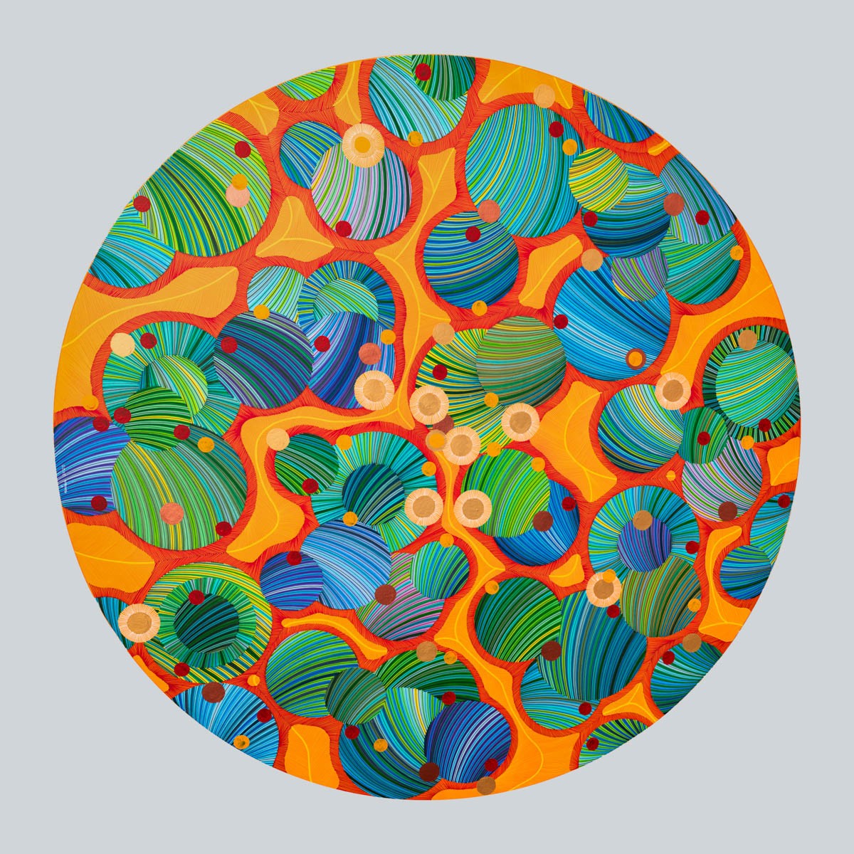 Marriage, 2025. Synthetic polymer paint on canvas. 90 cms diameter